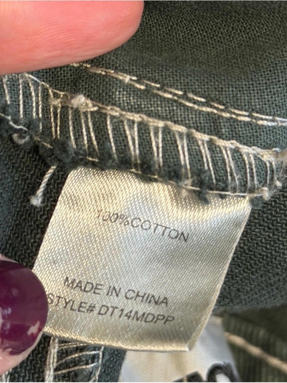 Fashion Nova Olive Cargo Jeans with Contrast Stitching - Picture 5 of 5